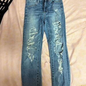 American Eagle Outfitters Light Blue Distressed Skinny Jeans